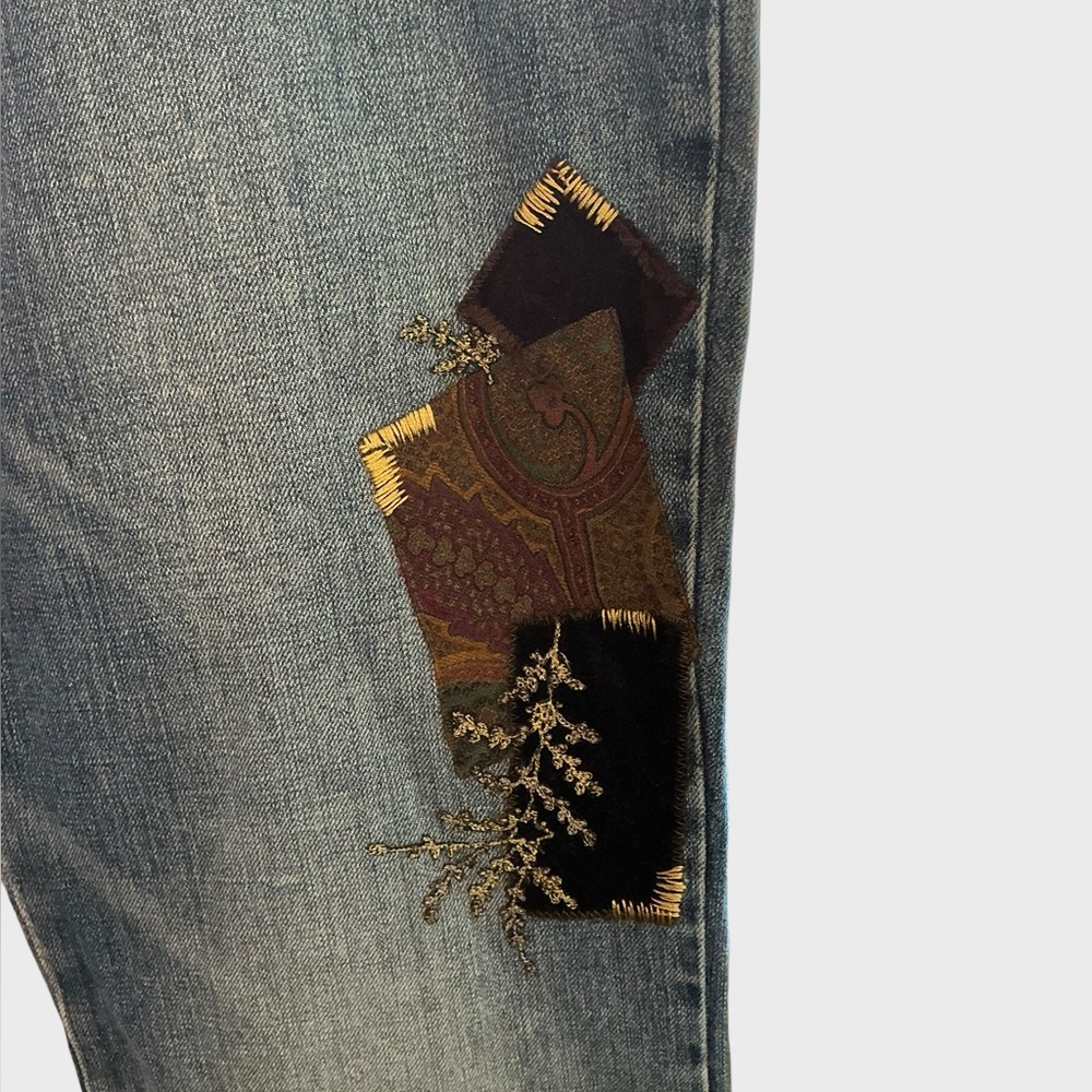 Lauren Ralph Lauren Patchwork Embroidered Jeans Women’s 10 Straight Leg - Picture 4 of 12